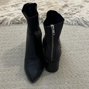 Treasure & Bond Black Ankle Boots with Silver Zipper
